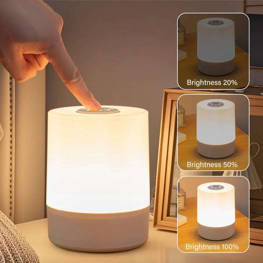 Chevet Led veilleuses Dimmable charge bureau lampes de nuit tactile lecture Led lampes de Table chambre chevet éclairage décoration