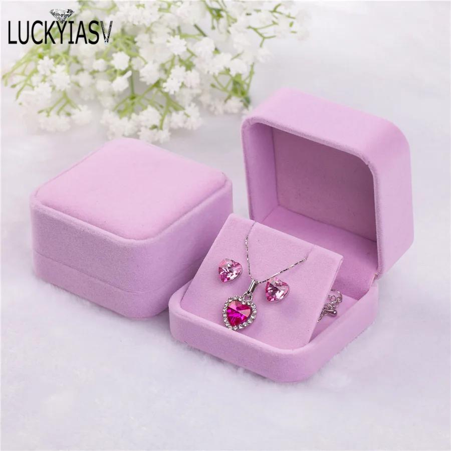 Boîtes de rangement de bijoux en velours, boucles d'oreilles, pendentif, boîte à bijoux, étui en velours, boîte d'exposition en plastique 7x7x4cm