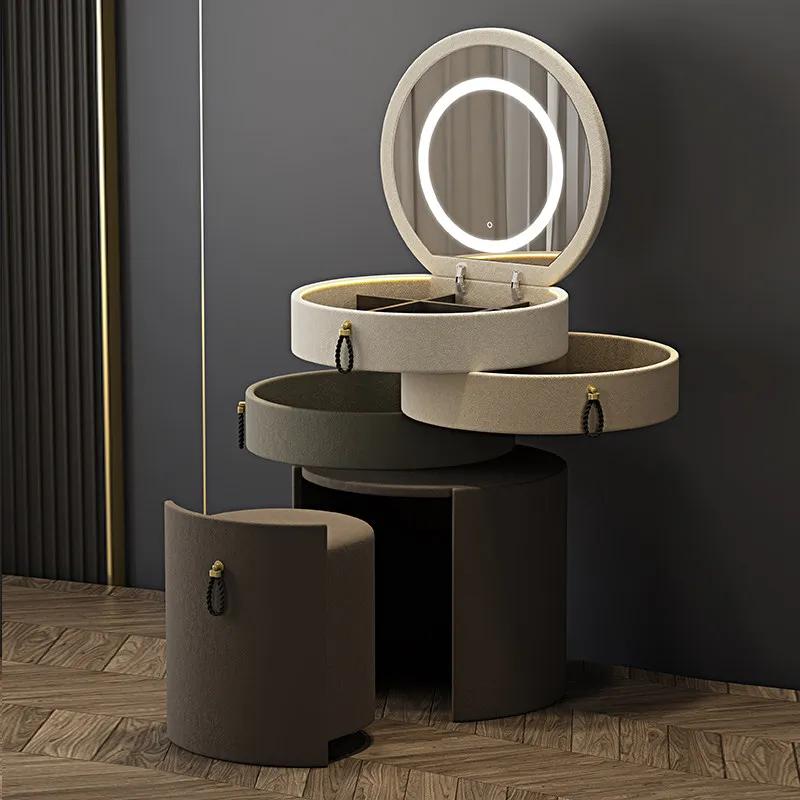 Coiffeuse de qualité élégante et glamour, au design créatif et esthétique nordique, avec rangement, pour chambre à coucher