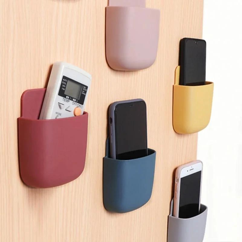 Boîte de rangement murale, support de prise de téléphone portable, support de télécommande, étui organisateur de rangement pour climatiseur TV