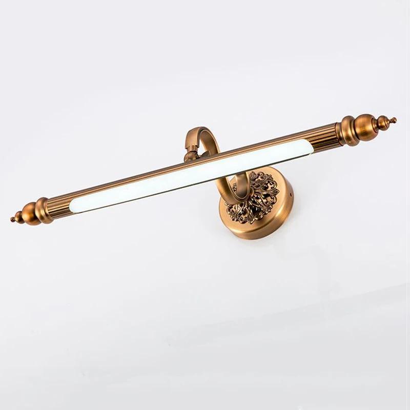Lampe miroir Led en Bronze marron, 8W, 51cm, Antique, dorée, Europe, chambre à coucher, salle de bains, applique murale, armoire cosmétique, éclairage de peinture