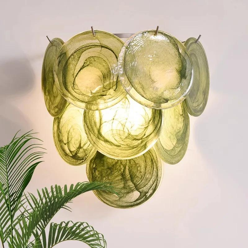 Applique murale en verre de Murano, lampe murale colorée Dopamine pour villa, salon, couloir, applique LED créative pour allée
