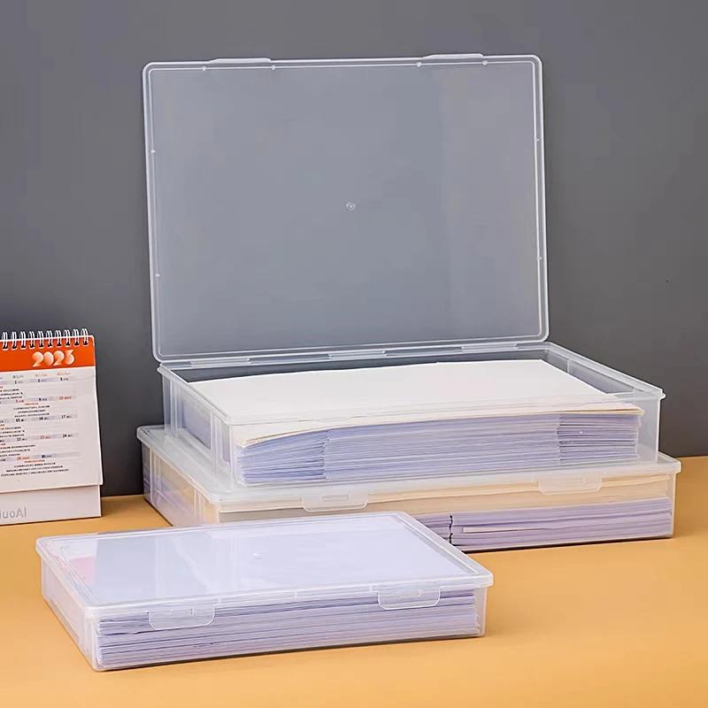 Boîte de rangement multifonctionnelle en plastique, grande capacité, transparente, pour bureau, organisation de documents A4 A5