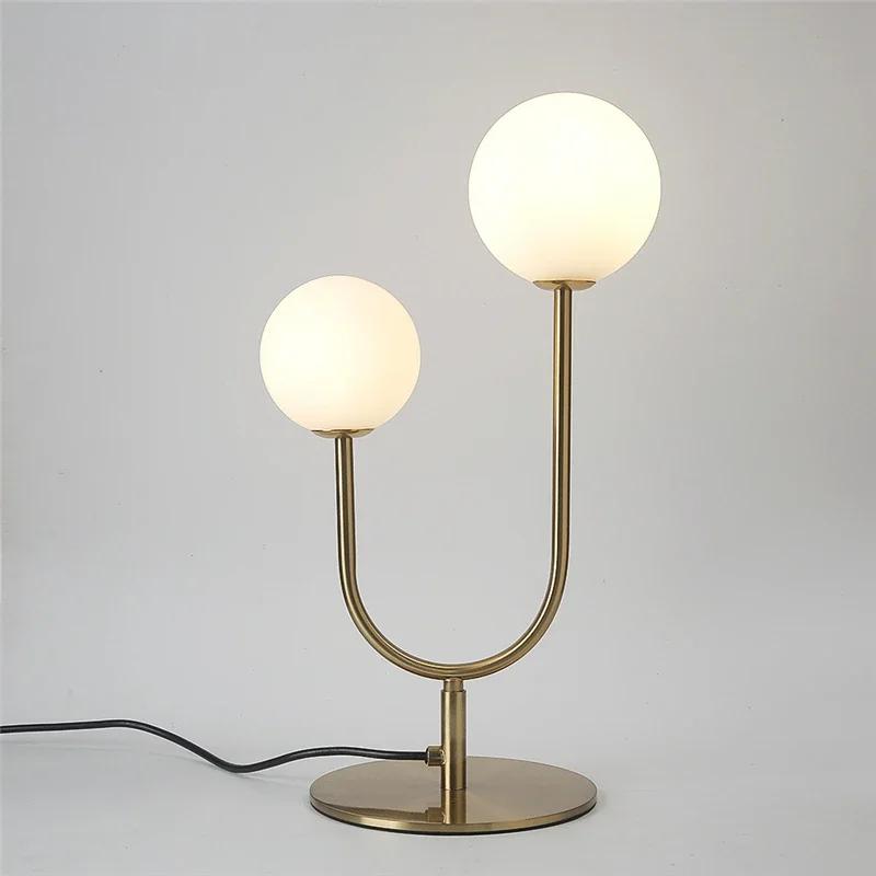 Lampadaire boule de verre nordique en forme de U, lampe de bureau moderne, lampe de lecture de chevet, chambre à coucher simple, décoration d'intérieur, éclairage décoratif de bureau, G9