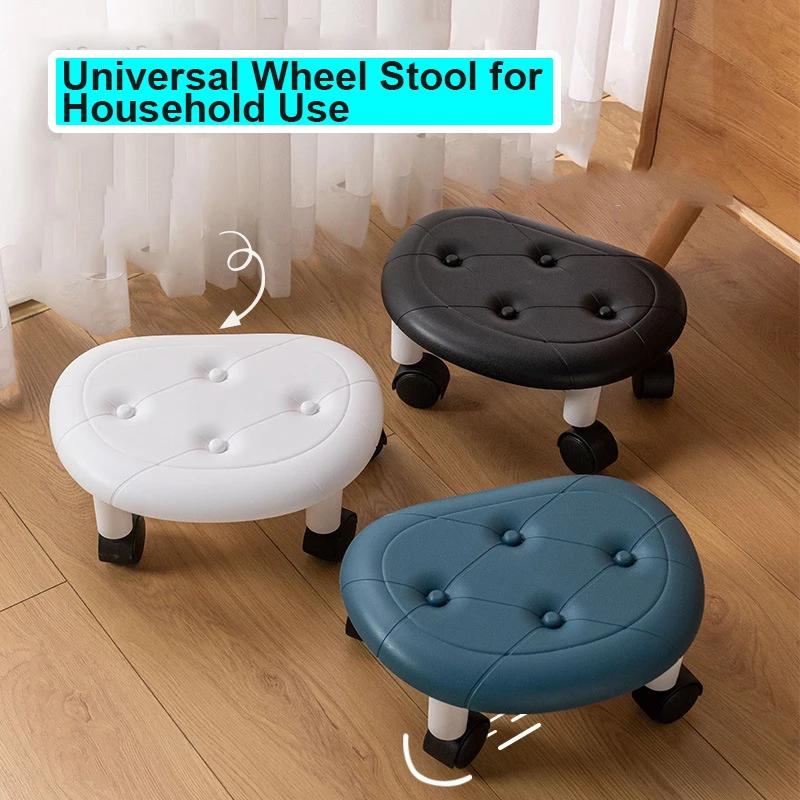 Tabouret à roulettes universel pour usage domestique, siège bas à roulettes, tabouret multifonctionnel pour enfants, tabouret rond