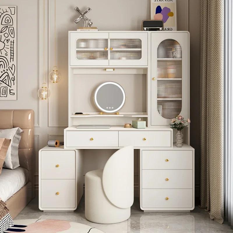 Ensemble de coiffeuse de luxe avec miroir, organisateur de vêtements, meuble de chambre à coucher
