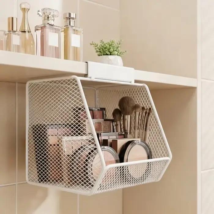 Panier de rangement suspendu sous l'armoire sans perçage, étagère organisatrice suspendue en maille 