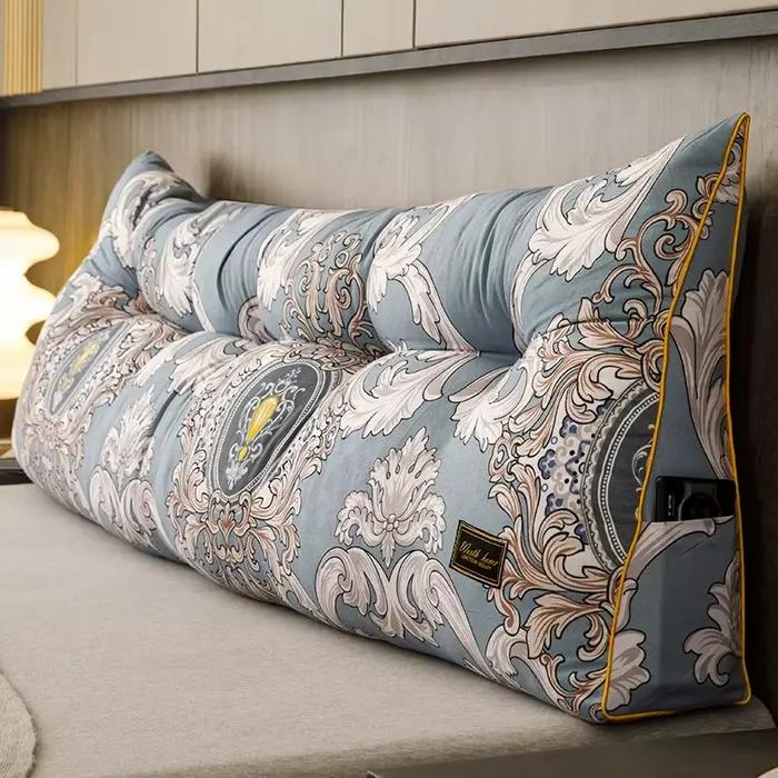Coussin de tête de lit triangulaire grand format avec support lombaire, housse lavable pour la lectu