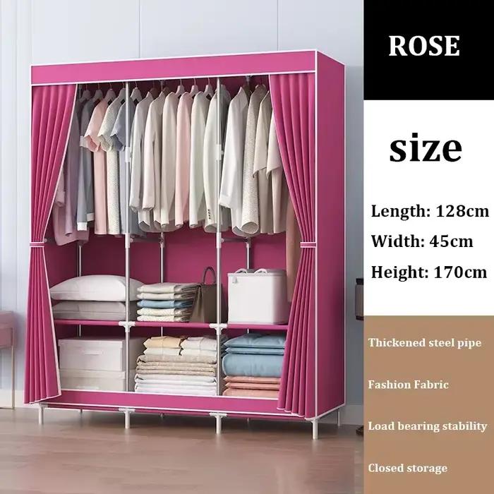 Armoire double en métal pour chambre, organisateur de vêtements, rangement pour robes et chambre à c