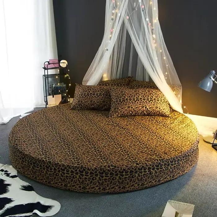 Drap-housse de lit rond 100% coton avec impression, couverture de matelas, sans taie d'oreiller, ave