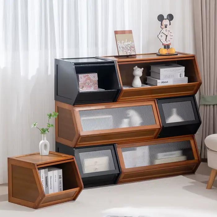 Armoire de rangement empilable multifonctionnelle avec couvercle, boîte de rangement divers, boîte d