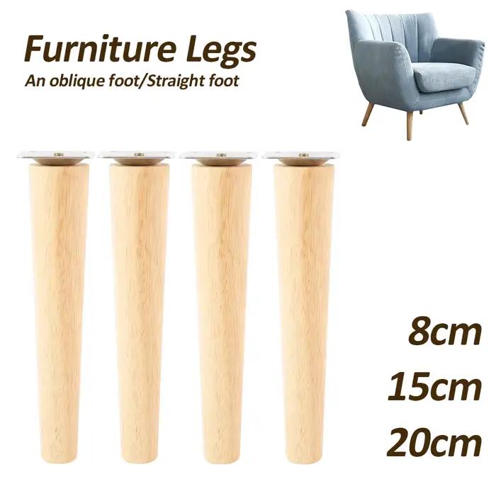 4 pièces pieds de meubles en bois massif hauteur 8/15/20/25 CM Oblique/droite canapé-lit armoire Tab