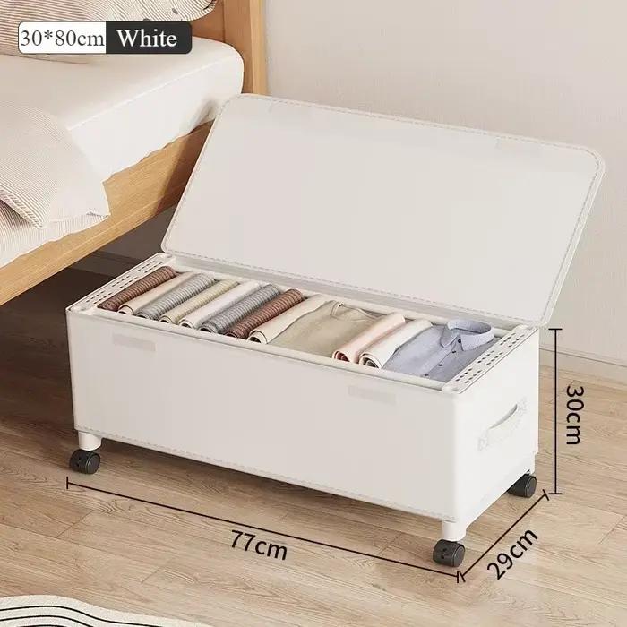 Boîte de rangement pour vêtements multifonctionnelle non tissée avec roulettes Organiseur mobile sou