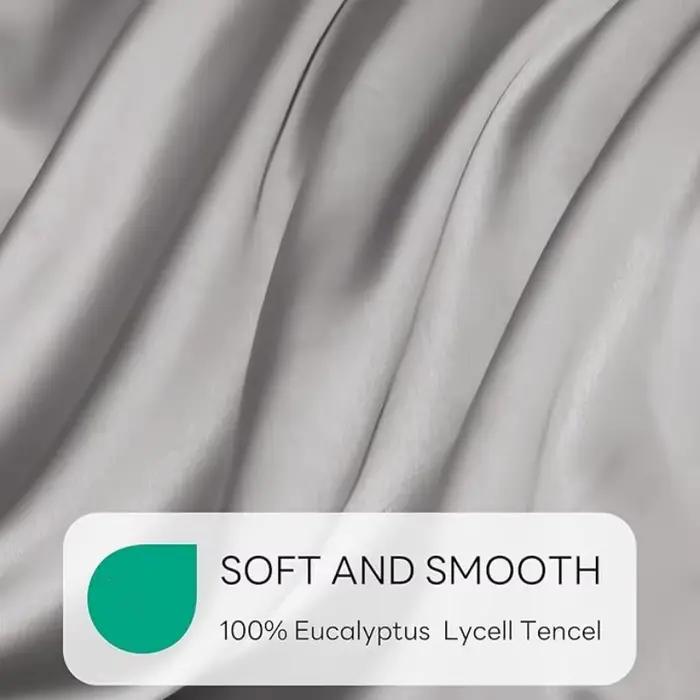 Housse de couette gris clair, 1 pièce, rafraîchissante et confortable pour l'été, en fibre de Lyocel