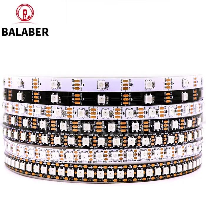 Bande LED adressable DC5V/12V WS2812B, bande LED 5050 RGB, lumière LED intelligente WS2812 PCB noir/
