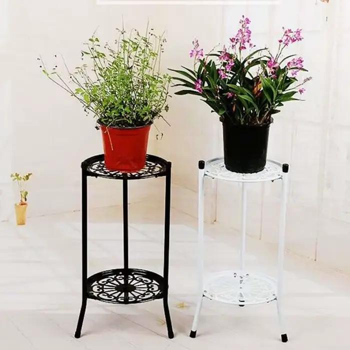 Étagère de support de plante en métal élégant à deux couches, porte-plante en pot, supports de pot d