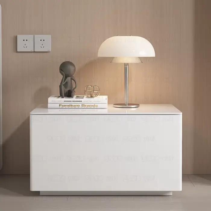 Table de chevet moderne blanche avec rangement, table de nuit minimaliste sur pied, commode à tiroir