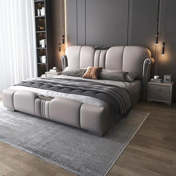 Lits rembourrés modernes rangement minimaliste cadres de lit de luxe multifonctionnels tables de nui