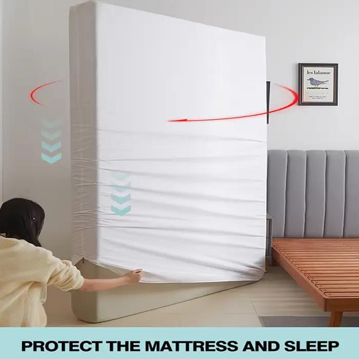Protecteur de matelas imperméable avec fermeture éclair, housse de matelas douce, respirante et sile