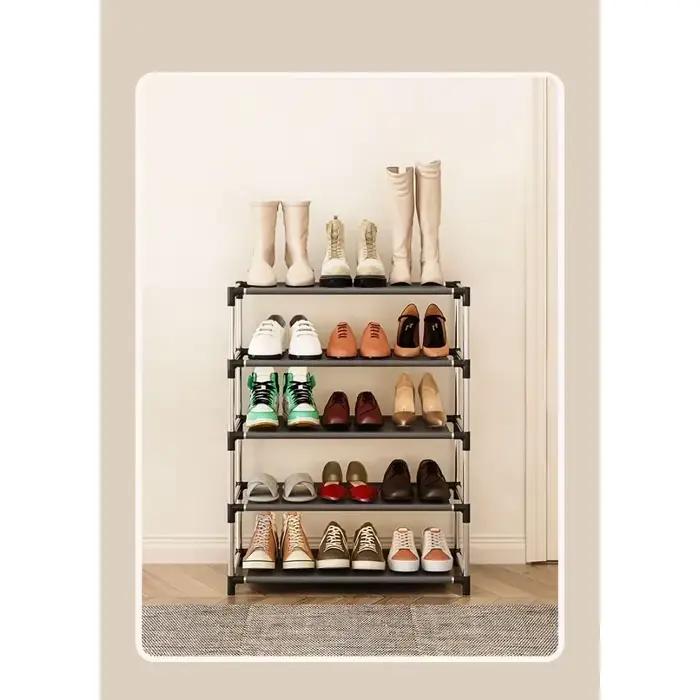 Mn Shoe-Étagère à chaussures simple en métal T1, support peu encombrant, noir, salon