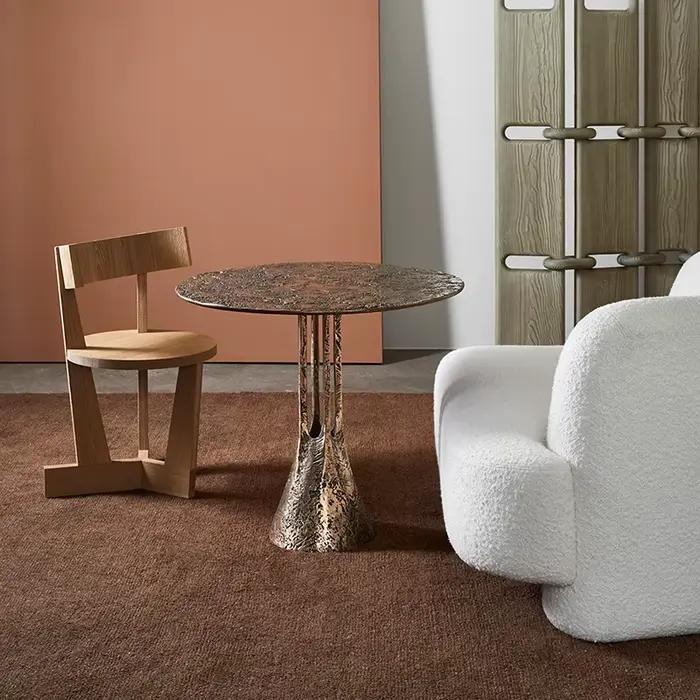 Petite table basse ronde en métal, table d'appoint en laiton antique, salon moderne, conception Manu