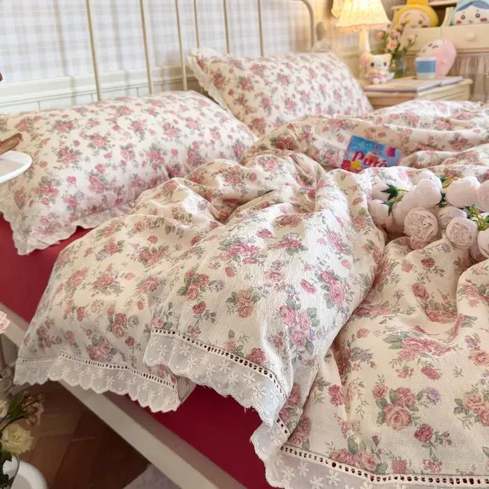 Ensemble de draps de lit à fleurs, housse de couette princesse, ensemble de literie, Giazoельное бел
