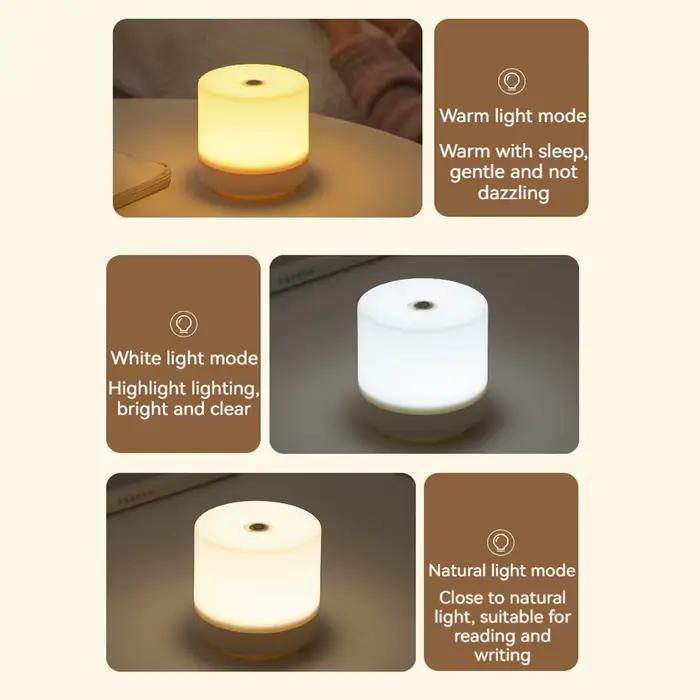 Lampe de chevet LED tactile Rechargeable, 3 couleurs, USB, gradation continue, veilleuse, Protection
