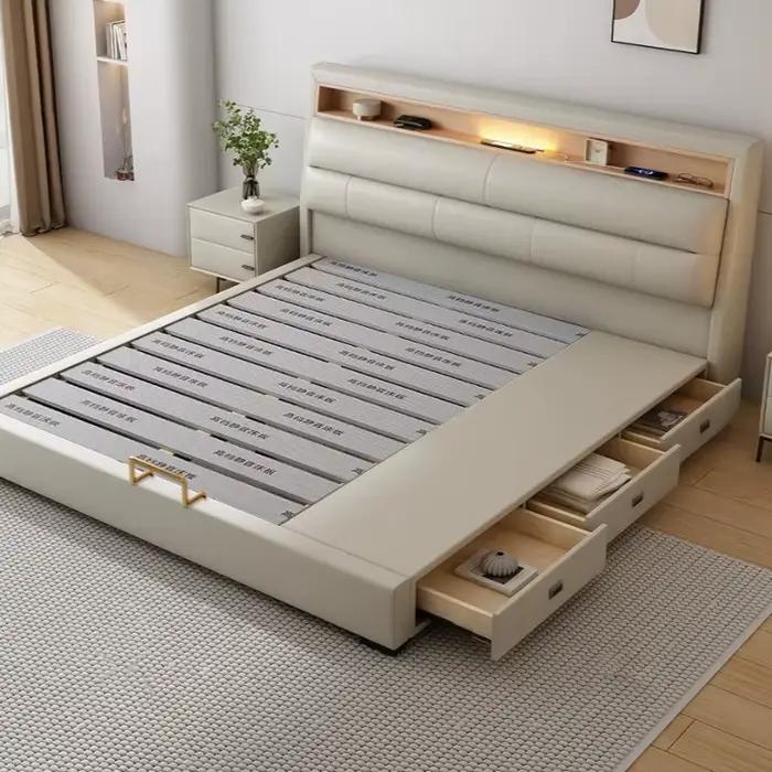 Chambres cadre lits moderne tête de lit rangement lits de luxe multifonctionnel Unique Muebles Para