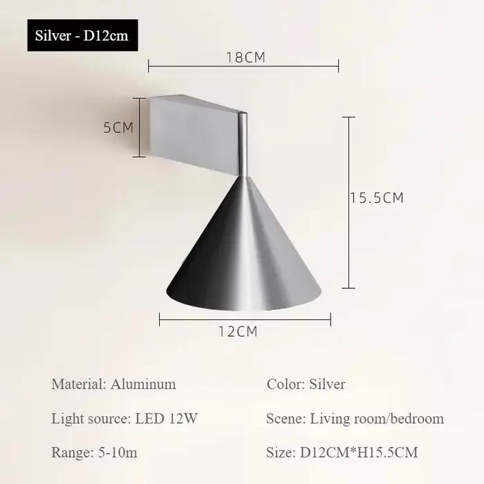 Italien minimaliste chambre chevet applique LED conique géométrique éclairage lampes fond mur allée