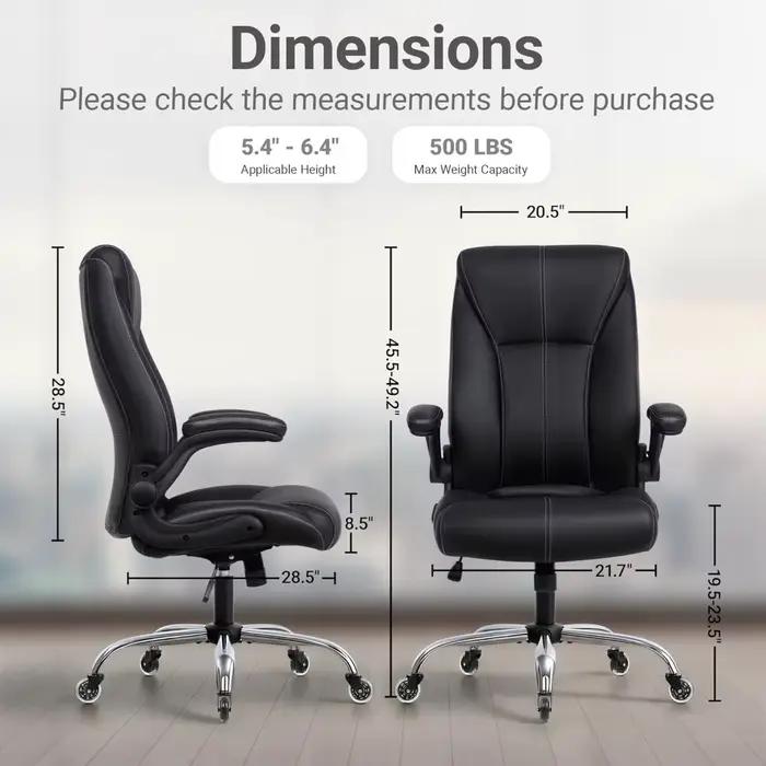 Chaise de bureau grande et haute pour personnes corpulentes, chaise de bureau exécutive en cuir PU à