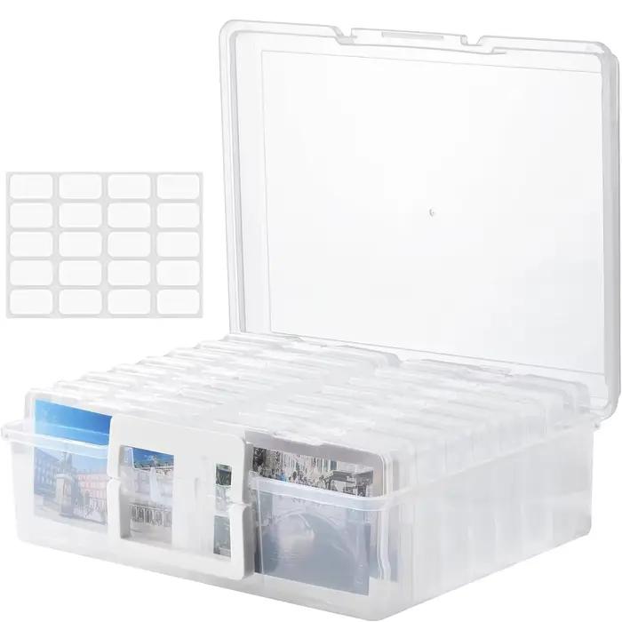 Boîte de rangement pour photos avec poignée, conteneur de rangement pour photos avec 16 étuis intéri