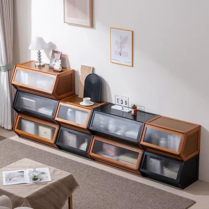 Armoire de rangement empilable multifonctionnelle avec couvercle, boîte de rangement divers, boîte d