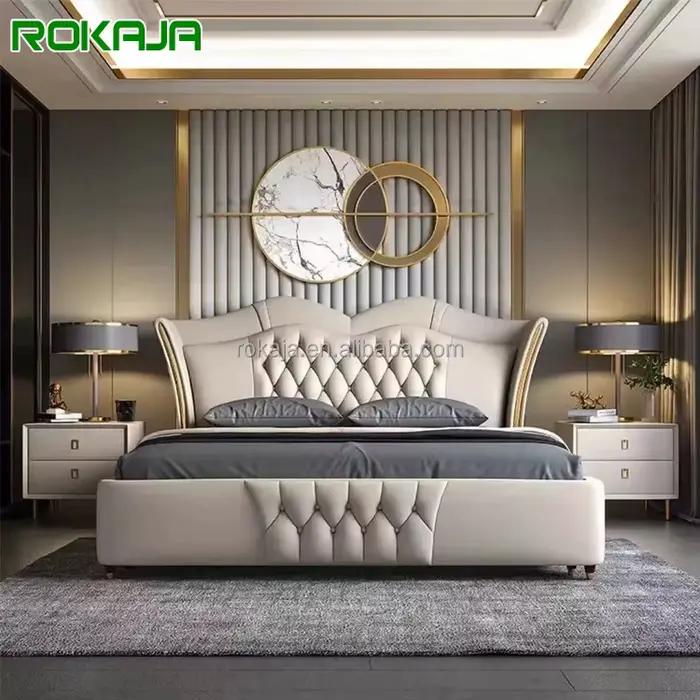Lit en cuir de luxe moderne, meubles de chambre à coucher, lit Double, nouveau Design, hôtel, appart