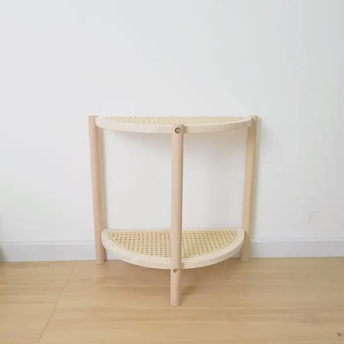 Armoire de chevet en bois de rotin, petite Table à thé semi-ronde, Style INS, baie vitrée, Table d'a