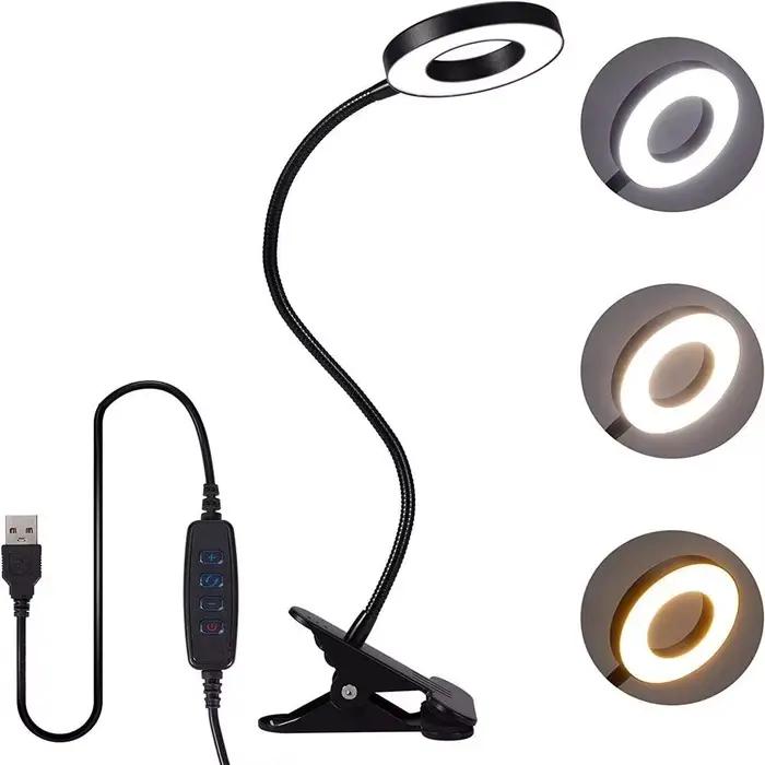 48 LED lampe de bureau Clip USB livre lumière chevet 360 ° Protection oculaire flexible col de cyg