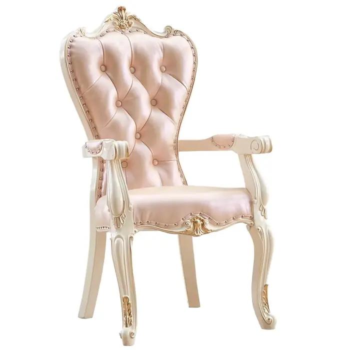 Chaise de salle à manger européenne en bois massif, trône paresseux de princesse, chaise longue de l