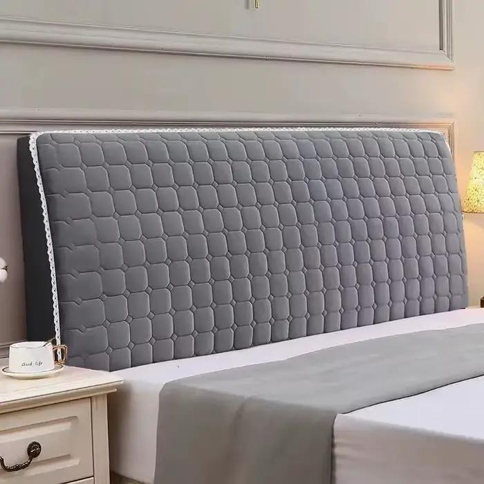 Housse de tête de lit matelassée en velours doux et épais, couleur unie, universelle, tout compris,