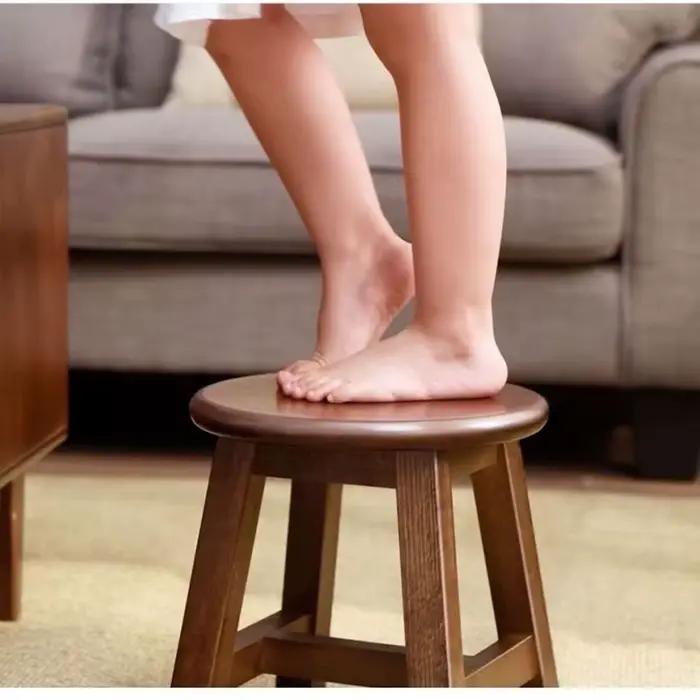 Petit tabouret chinois moderne en bois massif de couleur noyer, tabourets à langer pour chaussures d