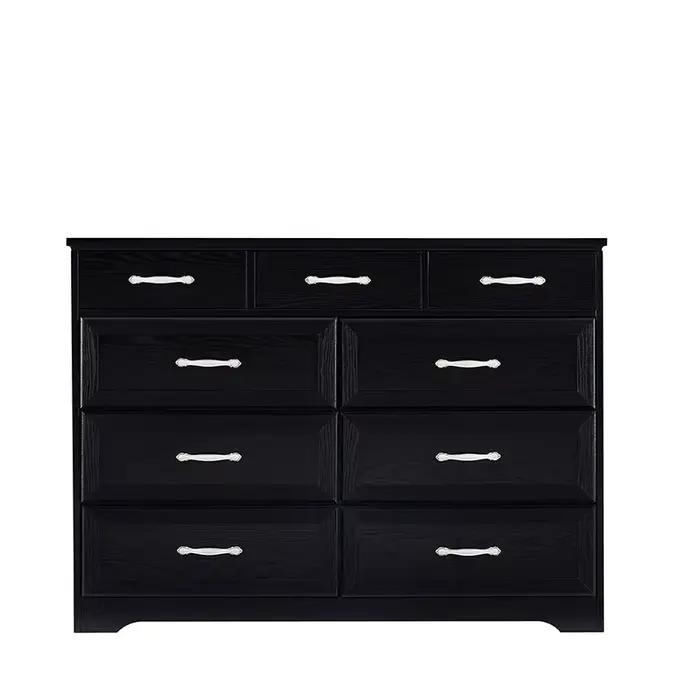 Commode de Chambre à Coucher, Commode Longue à 9 Tiroirs avec Détection Antique, Commode en Bois pou