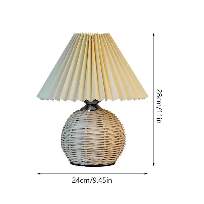 Lampe LED sur Pied en Rotin Plissé, Luminaire Décoratif d'Nik, Idéal pour un Salon, un Bureau, un Bu