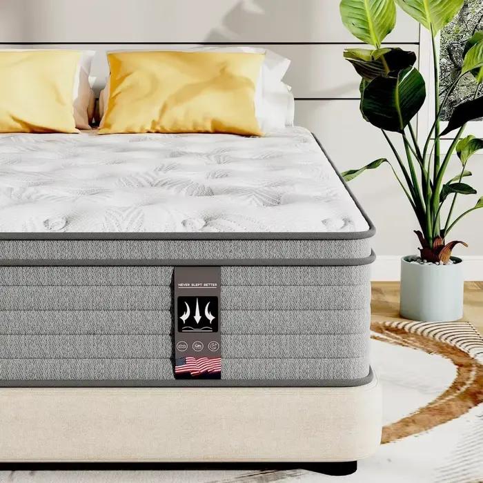 Matelas, matelas hybride californien de 14 pouces dans une boîte, ressorts ensachés et mousse à mémo