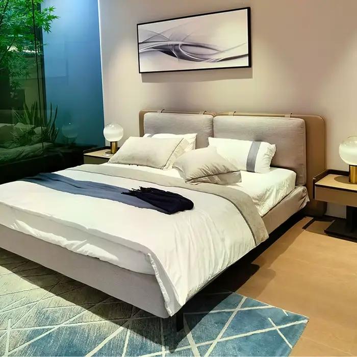 Lit en tissu minimaliste moderne, chambre principale de luxe abordable italienne, 1.5 m, 1.8 m, coto