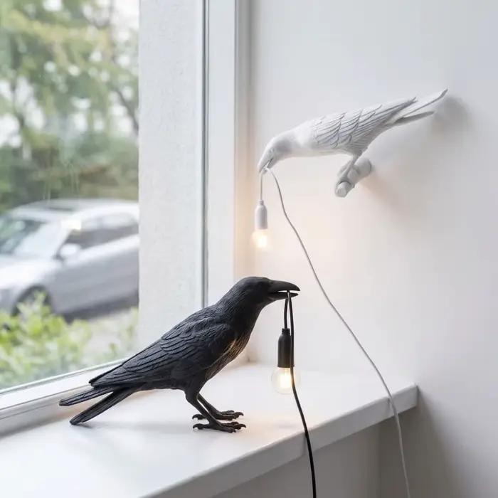 Lampe de table moderne Lucky Bird, design créatif en résine, animal, pour chambre à coucher, chevet,