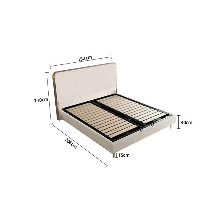 Lit en cuir souple avec dossier, moderne et simple, personnalisé, brodé, chambre principale, lit de