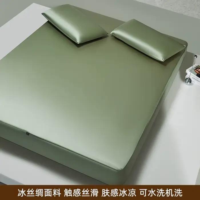 Parure de lit double Queen rafraîchissante pour chambre à coucher, draps verts, taies d'oreiller en