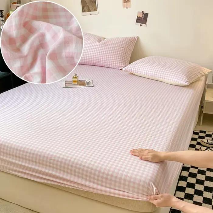 Drap-housse de Style à carreaux, couvre-lit élastique doux pour la peau, pour filles et garçons, cou