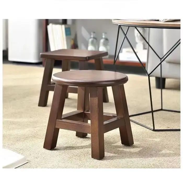 Petit tabouret chinois moderne en bois massif de couleur noyer, tabourets à langer pour chaussures d