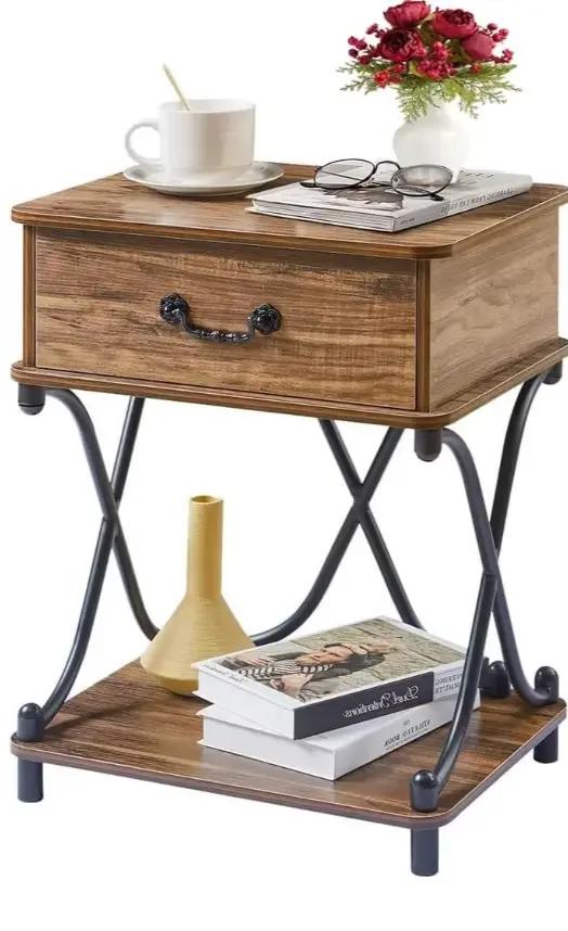 Tables de chevet avec tiroir pour chambre à coucher, table de chevet avec rangement, étagère ouverte