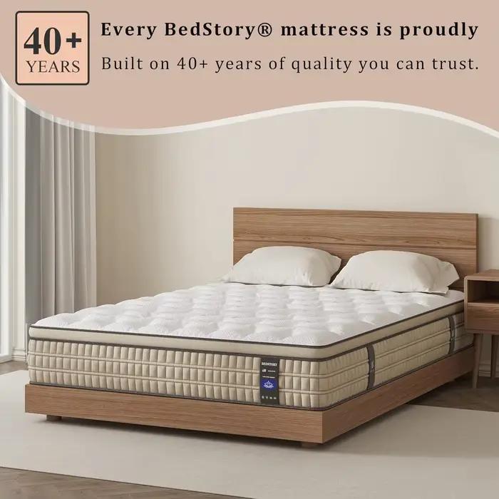 BedStory-Matelas en mousse à mémoire de forme, 12 pouces, gel hybride Full/King, taille Queen avec t