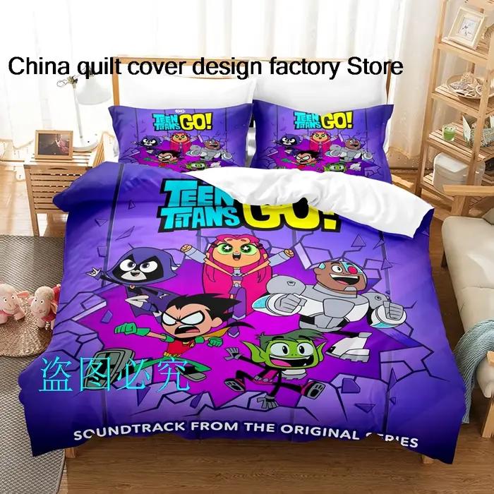 Teen Titans Go-Parure de lit pour adulte et enfant, ensemble de literie, simple, double, complet, re
